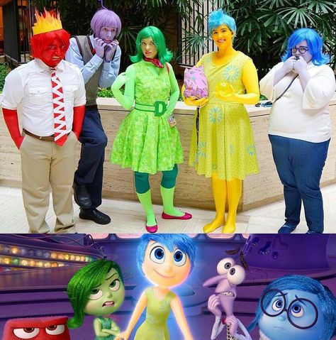 Inside Out Dress Up, Inside Out Characters Costumes, Joy Inside Out Costume, Inside Out Cosplay, Inside Out Makeup, Wednesday Theme, Inside Out Costume, Fear Inside Out, Pixar Party