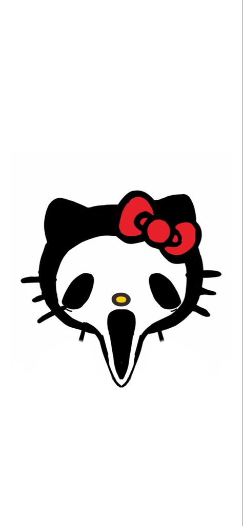 Scream Hello Kitty Pfp, Halloween Pfp Skeleton, Hello Kitty With Mouth, Scary Hello Kitty Wallpaper, Hello Kitty X Ghostface, Freddy Krueger Hello Kitty, Ghost Drawing Cute Easy, Hello Kitty Scream Nails, Singing Mouth Drawing