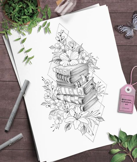 Book Lovers Tattoo Ideas, Book Spine Tattoo, Bookish Tattoos Book Lovers, Tattoos For Readers, Book Themed Tattoos, Teacher Tattoo, Bookworm Tattoo, Book Inspired Tattoos, Teacher Tattoos