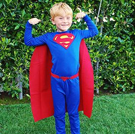 Superman DIY kids costume - Browse simple, no-sew kids and baby DIY Halloween costume ideas and shop for costume basics in solid colors and super soft cotton! All under $25 and always FREE shipping, only at Primary. Baby Superman Costume, Superman Kids Costume, Easy Diy Kids, Diy Superhero Costume, Diy Costumes Kids Boys, Sew Halloween Costume, Superman Suit, Superman Costume, Superman Kids