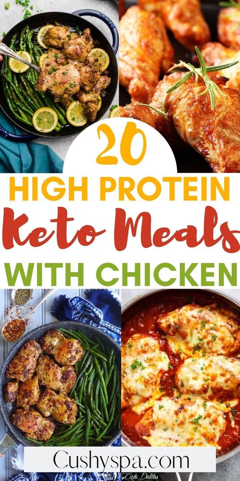 Easy high protein, low carb chicken meals for fast weight loss. Great ideas for tasty, healthy dinners that will put you in ketosis. Perfect for meal prep and easy keto lunch ideas too. #keto #highprotein High Protein Keto Meal Prep, Keto Bulk Meals, Chicken Meal Prep Low Carb, Healthy Meals For Picky Eaters Adults Low Carb, Low Carb High Protein Meals Dinners Chicken Recipes, Keto Chicken Lunch Ideas, Chicken Meal Prep Recipes Low Carb, No Carb Chicken Meals, Keto Recipes High Protein