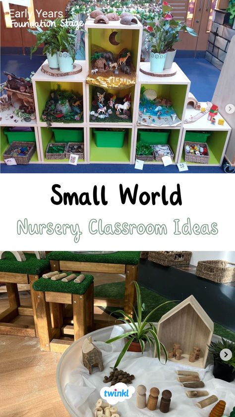 Small world area eyfs. A great area and layout for any nursery classroom. Thanks to @mrnoakes_teachingjourney @theartofearlyyears_ Small World Area Early Years, Small World Ideas Eyfs, Small World Area Eyfs Classroom Displays, Eyfs Small World Ideas, Small World Play Ideas Preschool, Science Area Preschool Classroom, Small World Area Eyfs, Nursery Classroom Ideas, Small Preschool Classroom Layout