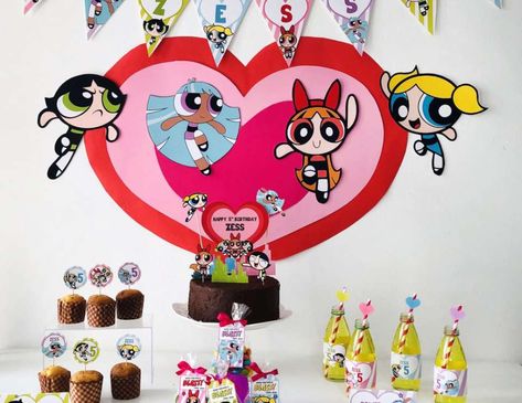 Powerpuff Birthday, Powerpuff Girls Party, Powerpuff Girls Birthday, Girls Birthday Party Ideas, Superhero Girls Birthday, Supergirl Birthday, Blossom Powerpuff, Girl Superhero Party, Girls Party Decorations