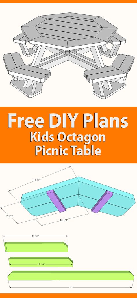 Kids octagon picnic table plans » Famous Artisan Octagonal Picnic Table, Octagon Picnic Table Plans Free, Kids Picnic Table Diy, Diy Kids Picnic Table, Pinic Table, Octagon Picnic Table Plans, Kids Picnic Table Plans, Playset Makeover, Kids Outdoor Table