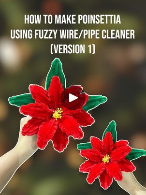 How to make Poinsettia using Fuzzy Wire/Pipe Cleaner. Poinsettia Tutorial (version 1). #fyp #fypシ゚viralシ #foryouシ #poinsettia #poinsettiasforchristmas #DIYpoinsettia #pipecleaners #pipecleanerart #fuzzywireflower #fuzzywire #tutorial #diy | How to make Poinsettia using Fuzzy Wire/Pipe Cleaner. Poinsettia Tutorial (version 1). #fyp #fypシ゚viralシ #foryouシ #poinsettia #poinsettiasforchristmas... | By Wear Thaleia | Facebook Pipe Cleaner Poinsettia Tutorial, Fuzzy Wire, Pipe Cleaner Art, Pipe Cleaner Crafts, Hosting Christmas, Wire Flowers, Poinsettia Flower, Diy Cleaners, Wire Crafts