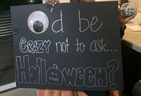 Halloween Asking Out Ideas, Halloween Poster Ideas For School Dance, Halloween Dance Asking Ideas, Halloween Dance Posters, Harvest Dance Poster Ideas, Halloween Poster Ideas For School, Halloween Dance Proposal Ideas, Halloween Dance Poster Ideas, Reply Ideas