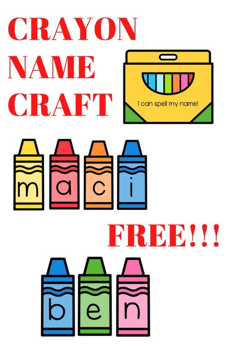 In today's blog post, I am sharing a FREE Crayon Box Name Craft that will be perfect for your back to school craft plans! Use with pre-k, kindergarten, or first grade students! Crayon Box Name Craft || Crayon Name Craft || Back to School Crafts || Alphabet Activities || Name Practice Preschool Names Craft, Crayon Box Craft Preschool, Name Packets Preschool, Crayon Free Printable, Name Crafts Free Printable, Welcome Back Crafts For Preschool, First Day Of School Crafts Preschool, Name Craft Kindergarten Back To School, Editable Crayon Template