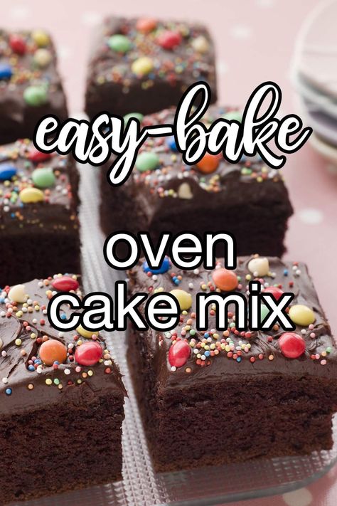 Easy-Bake Oven Cake Mix Cake - Once upon a time, there was an Easy Bake Oven cake mix cake. This cake was made with love, and it tasted like heaven. The best part about this cake was that it was easy enough for kids to bake it themselves. | CDKitchen.com Easy Bake Oven Recipes Kids Brownies, Easy Bake Oven Recipes Diy Cake Mixes, Easy Bake Oven Recipes Diy, Easy Bake Oven Recipes Kids, Easy Bake Oven Mixes, Easy Bake Oven Recipes, Cooking Substitutes, Craft Recipes, Cooking Substitutions