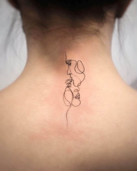 Fine line love tattoo by @n.8tattoobarcelona Neck Tattoos For Women, Nape Tattoo, Small Neck Tattoos, Side Neck Tattoo, Tato Minimal, Neck Tattoos Women, Back Of Neck Tattoo, Neck Tattoos, Cute Tattoos For Women