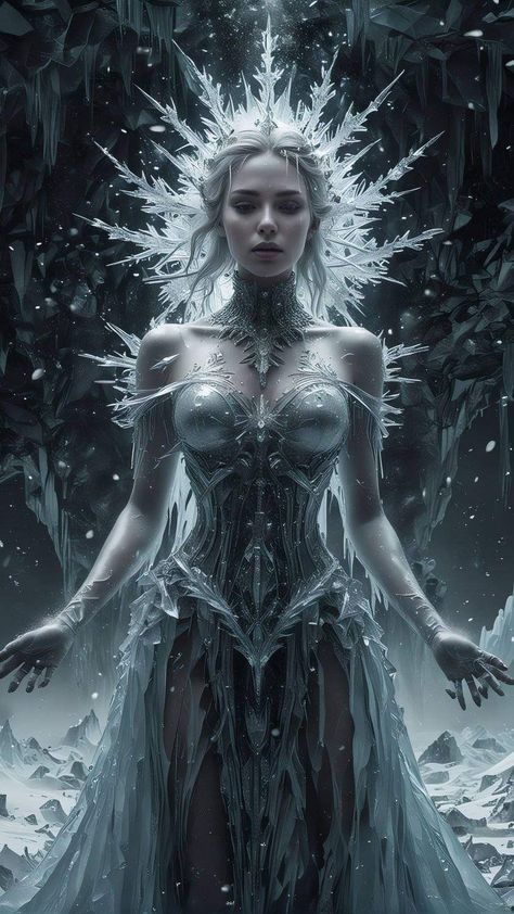 Ice Queen Art, White Haired Woman, Snow Witch, Ice Witch, Arabian Night, Wonder Land, Pix Art, Fantasy Life, Queen Art