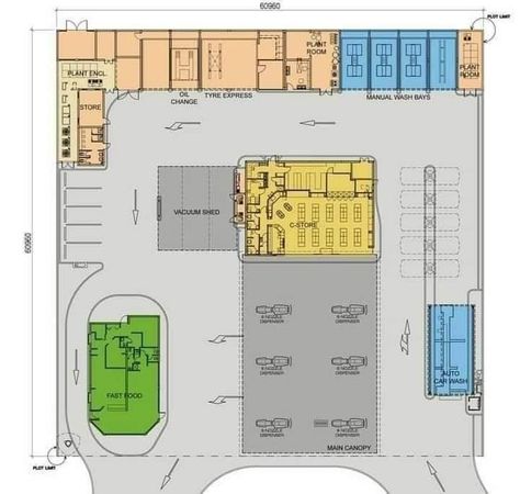 Modern Gas Station Design, Gasoline Station Floor Plan, Gas Station Floor Plan, Fuel Station Design Plan, Gas Station Design Architecture, Petrol Station Design Plan, Gas Station Plan, Gas Station Architecture, Gas Station Design