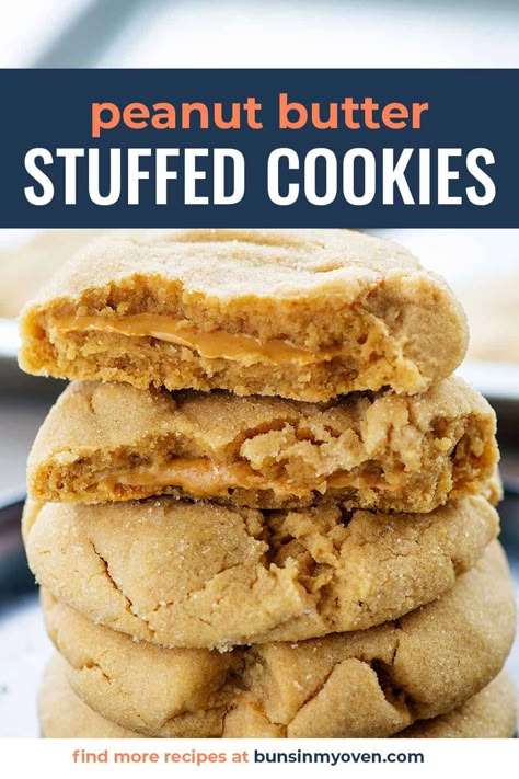 Softest Peanut Butter Cookies, Peanut Butter Cheesecake Cookies, Insomnia Peanut Butter Cookies Recipe, Peanut Butter Filled Cookies, Peanut Butter Stuffed Cookies, Peanut Butter Meltaways, Stuffed Peanut Butter Cookies, Fluffy Cookies, Butter Desserts