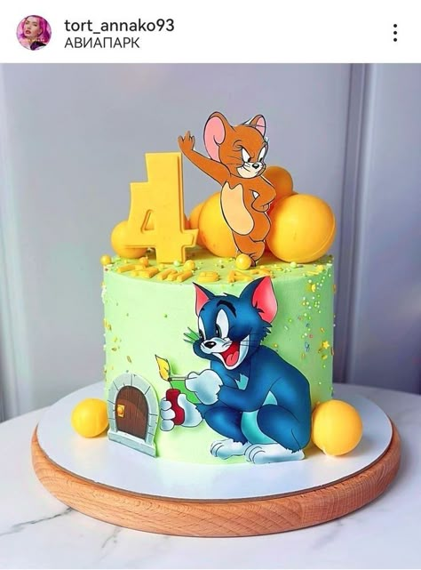 Tom And Jerry Cake, Batman Birthday Cakes, Cartoon Birthday Cake, Baby Boy Birthday Cake, Cartoon Birthday, 4th Birthday Cakes, Beautiful Cake Designs, 1st Birthday Cakes, Birthday Cake Topper Printable