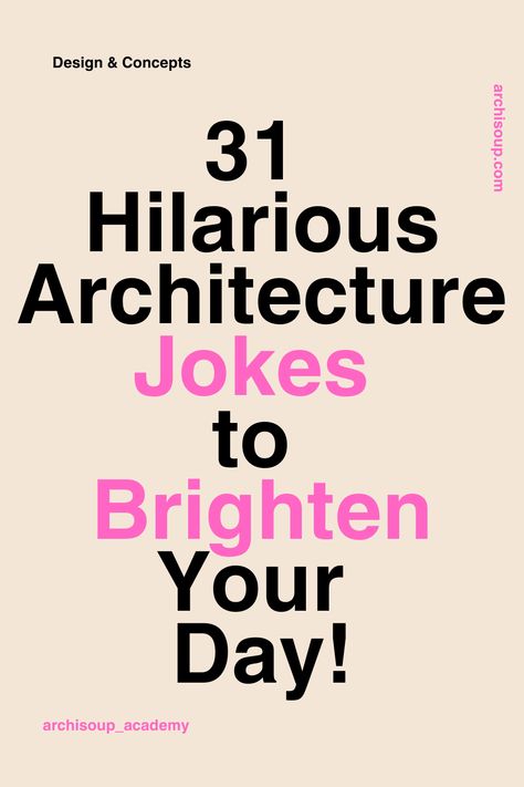 Lighten up your day with some architecture humor! From puns to clever jokes, we've rounded up the best to bring a smile to your face. Enjoy these 31 architecture-themed jokes and don't forget to share your favorites in the comments! 🏛️😂 #ArchitectureHumor #ArchitectPuns #DesignLaughs Funny Architectural Memes, Conceptual Architecture Concept, Architect Jokes, Architect Humor, Architecture Jokes, Construction Jokes, Architecture Humor, Clever Jokes, Architecture Tools