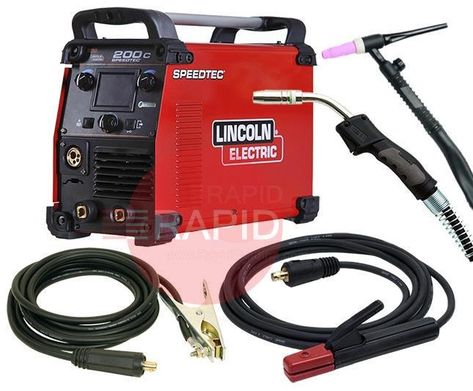 Lincoln Speedtec 200C, 5 in 1 Multi-Process MIG / TIG & Arc Welder, with Arc Leads, MIG & TIG Torches, 230v, 1ph - Welding Supplies from Rapid Welding Mig Welder Settings Chart, Electrode Welding, Best Mig Welder, Welding Defects, Welding Memes Funny, Tig Torch, Arc Welders, Welding Supplies, Lincoln