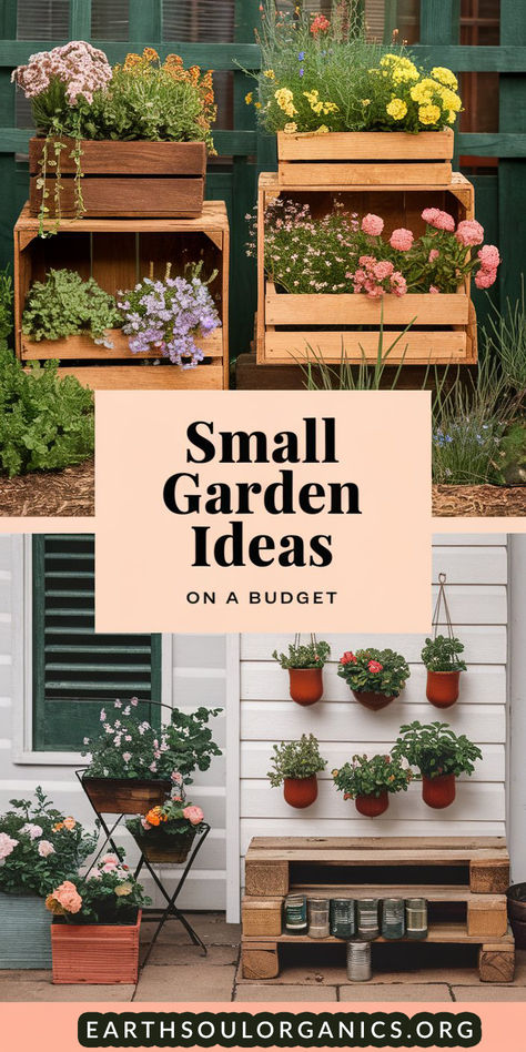 These 14 small garden ideas on a budget prove you don't need a big wallet or space to create a stunning garden. Start your DIY journey today and enjoy your lush paradise! 🌻💚 #AffordableGardening #SmallSpaceGarden #GardenIdeas Small Backyard Landscaping Pots & Planters, Gardening In A Small Yard, Make A Garden, Small Backyard Ideas On A Budget Diy Simple Garden Design, City Garden Ideas Small Spaces, Simple Garden Ideas Budget, Tiny Garden Ideas On A Budget, Mini Garden Ideas Small Spaces Outdoor, Low Budget Garden Ideas