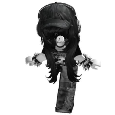 Roblox Avatar Ideas Y2k Emo, Black Hair Roblox Avatar, Emo Roblox Avatar Girl, Roblox Avatars Girl Emo, Avatar Roblox Girl, Emo Aesthetic Outfit, Goth Roblox Avatars, Black Avatar, Emo Roblox Outfits