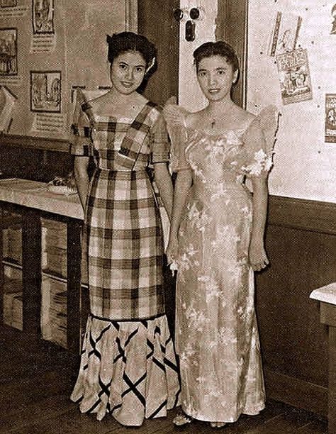 Philippine Costume, Filipina Fashion, Filipino Traditional Clothing, 1950 Outfits, Vintage Filipino, Philippines Dress, Modern Filipiniana Dress, Philippine History, 1970s Fashion Women