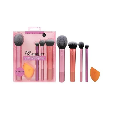 Amazon.com: Real Techniques Makeup Brush Set with Sponge Blender for Eyeshadow, Foundation, Blush, and Concealer, Set of 5 Essential Makeup Brushes, Makeup Blender Sponge, Real Techniques Brushes, Crease Brush, Complete Makeup, Travel Gift Set, Makeup Blender, Makeup Brush Kit, Brushes Makeup