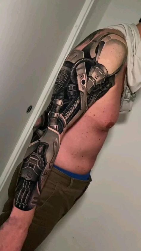 Arm Tattoo Inspiration, Biomechanical Tattoo Arm, Mechanical Sleeve Tattoo, Mechanical Arm Tattoo, Edgy Tattoo, Biomech Tattoo, Black And Gray Tattoo, Ankle Tattoo Ideas, Biomechanical Tattoo Design