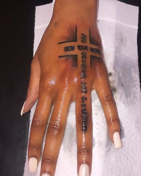 TWIN INKK TATTOOS 💉 on Instagram: “KNOW YOUR WORTH , GOD CREATED YOU DIFFERENT!” God Created You Different Tattoo, Buddah Sleeve Tattoo, R.i.p Tattoos For Men, Couples Hand Tattoos, Rip Tattoo, Hand Tattoos For Girls, Pretty Hand Tattoos, Birthday Goals, Iphone Stickers