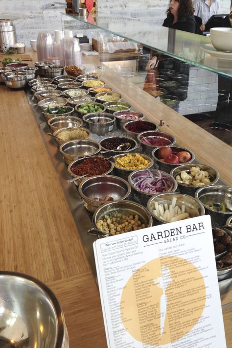 Salad Bar Restaurants, Buffet Counter, Salad Shop, Salad Buffet, Restaurant Counter, Brunch Cafe, Inside Garden, Tapas Restaurant, Bistro Food