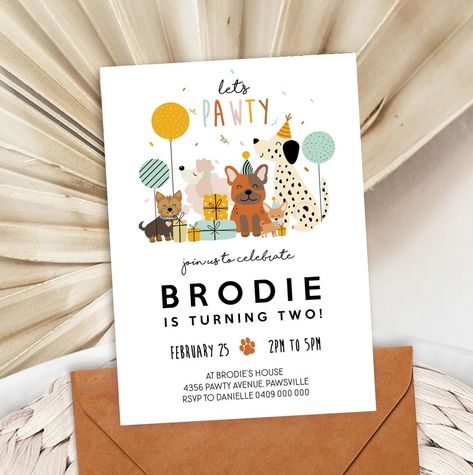 Dog Invitation Editable Puppy Party Invitation Printable Dog - Etsy | Etsy (US) Dog Party Invitations, Puppy Birthday Invitations, Png Editing, Puppy Invitations, Puppy Pawty, Cat Invitations, Dog Birthday Invitations, Puppy Birthday Parties, Invitation Diy