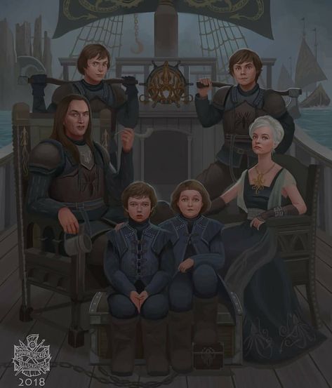 The Greyjoys circa 287AC (2 years before Greyjoy Rebellion) - by raymondwaskita Harry Potter Concept Art, Asha Greyjoy, Dessin Game Of Thrones, House Greyjoy, Game Of Thrones Instagram, Theon Greyjoy, Game Of Thrones Books, Game Of Thrones Artwork, Got Game Of Thrones