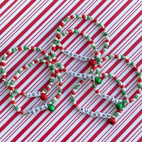 Christmas Bracelet Holiday Jingle Bracelets Jingle Bell - Etsy Christmas Word Bracelets, Disney Themed Clay Bracelets, New Year Bracelet, Bell Bracelet, Colorful Packaging, Christmas Jewelry Diy, Best Friend Family, Holiday Bracelets, Preppy Christmas