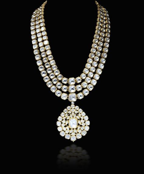 Zevar Emporium, Minakari Jewellery, Polki Long Necklace, Punjabi Jewelry, Pakistani Jewellery, Marathi Wedding, Kundan Jewellery Bridal, Rani Haar, Neck Pieces Jewelry, Bridal Jewelery