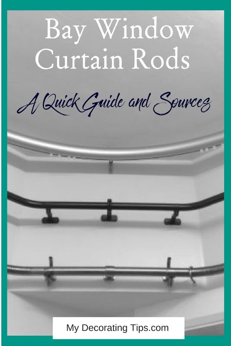 A Tale of a Bay Window Curtain Rod - My Decorating Tips Bay Window Curtain Rod Ideas, Curtains In Bay Window Ideas, Bay Window Seat Curtains, Curtains For Bay Window Kitchen, Curved Window Curtains, Curved Curtain Rods Window, Bay Window Treatments Bedroom, Curtains For Bay Window In Living Room, Curved Window Treatments