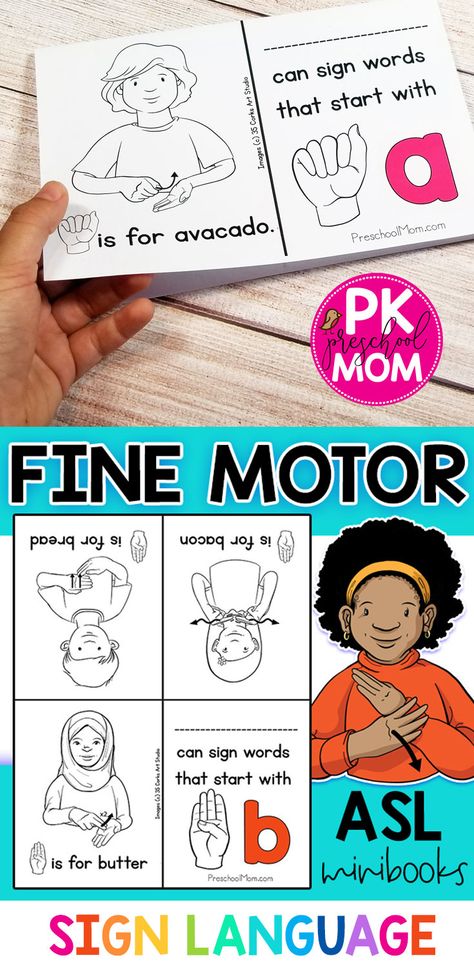 Sign Language Letters, Alphabet Mini Book, Learning Asl, Asl Alphabet, Diy Busy Books, Sign Language For Kids, Sign Language Phrases, Preschool Mom, Asl Learning