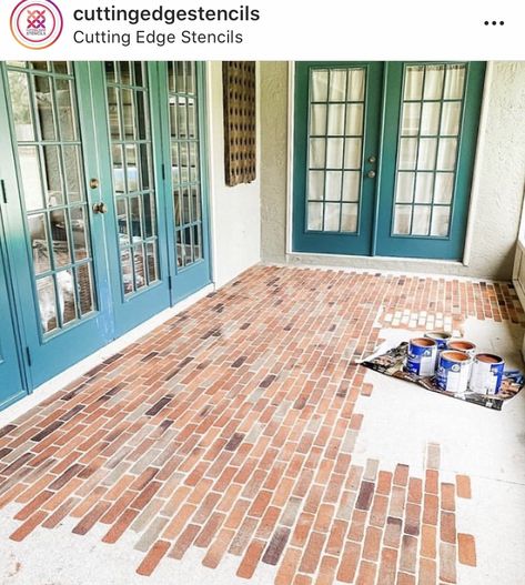 Roller Stencil, Stencil Concrete, Paint Concrete Patio, Floor Stencil, Brick Porch, Patio Wall Decor, Paint Concrete, Damask Wall, Large Wall Stencil