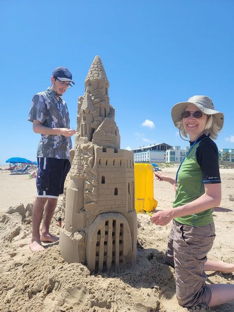 Building Sandcastles At The Beach, Building Sand Castles The Beach, South Padre Island Texas, Building Sand, South Padre Island, Sand Sculptures, Sand Castle, Drawing Reference Poses, Instagram Pictures