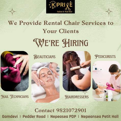 We Are Hiring🥳 Nail Technicians 💅 Beauticians 🧖 Hairdressers 💁‍♀️ Pedicurists 🫶 at K Privé Salon & Nail Bar, Call us: 9821072901 #hairartist #hairdresserslife #job #vacancy #hiringnow #Immediate #hiring #femalejobs #malejobs #mumbaijobs #salon #hairartistjobs #beautician #beauticianjob #salonjobs #JobsinSalon #mumbaijob #hiring #nailartist #nailtechnicians #jobs #hiringnailartist #nailartdesign #Kprive #kprivesalon #nailbar Job Vacancy, Job Vacancies, Hair Spa, Beauty Parlor, We Are Hiring, We're Hiring, Hair Nails, Nail Bar, Artistic Hair