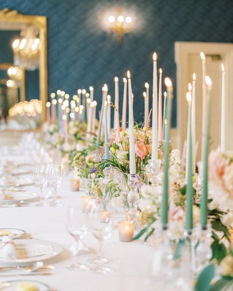 Wedding Photographer Ireland on Instagram: “The most dreamy tablescape for Stephanie & David by @tarafayevents & florals by @shopthegarden. Pastel candles for days and beautiful…” Pastel Candles, Pastel Candle, Wedding Candles Table, Pastel Baby Shower, Baby Shower Candles, Candle Table, Pastel Wedding, Wedding Mood, Dreamy Wedding