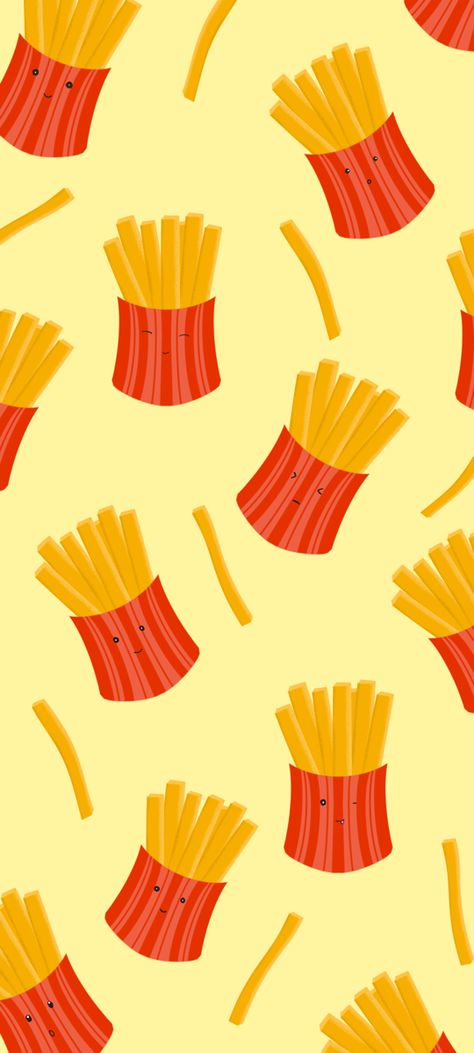 Fries Wallpaper Aesthetic, French Fry Wallpaper, French Fries Illustration Art, French Fries Wallpaper, French Fries Illustration, Fries Wallpaper, Food Wallpapers, Cute Food Wallpaper, Cute Images For Wallpaper