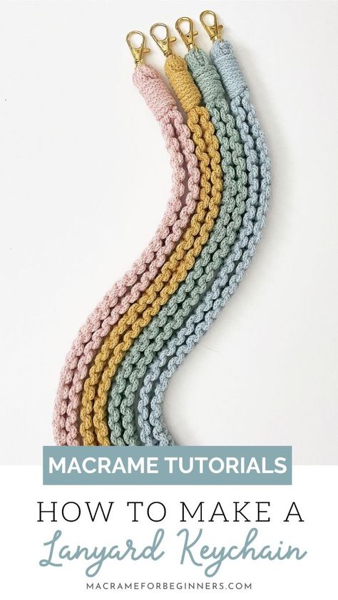 Never lose your keys again with your own gorgeous Macrame Keychain! Get started with 21 free and easy Macrame Keychain Tutorials for beginners and beyond!  Learn how to make super handy and pretty Macrame keychains with talented teachers like Bochiknot, Silent Knot, Simply Inspired, Soulful Notions, Marching North, and Macrame with Flora!  Join our Macrame Facebook Group, which has over 225k members, to share your creations or ask the experts for tips! Macrame Lanyard Diy Pattern, Macrame Key Chains Free Pattern, Easy Macrame Ideas, Macrame Patterns Tutorials Jewelry, Macrame Logo Ideas, Macrame Keychain Tutorials, Diy Macrame Keychain Tutorials, Macrame Lanyard Diy, Free Macrame Patterns Tutorials