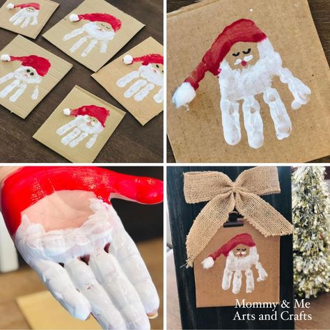 Christmas Hand Painting, Family Handprints, Baby Christmas Crafts, Christmas Handprint Crafts, Winter Crafts Preschool, Handprint Christmas, December Crafts, Footprint Crafts, Christmas Crafts For Toddlers