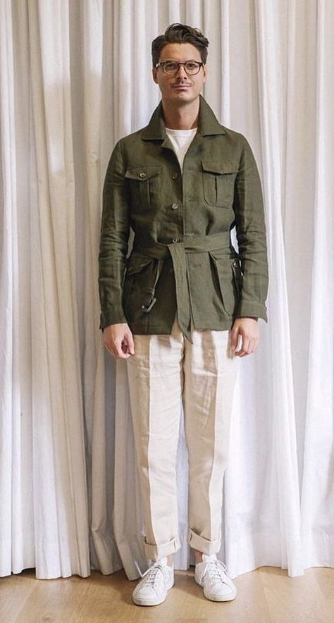 Safari Wear For Men, Mens Summer Jacket, Safari Outfit For Men, Safari Jacket Men, Safari Outfit, Safari Outfits, Blazer Outfits Men, Der Gentleman, Safari Jacket