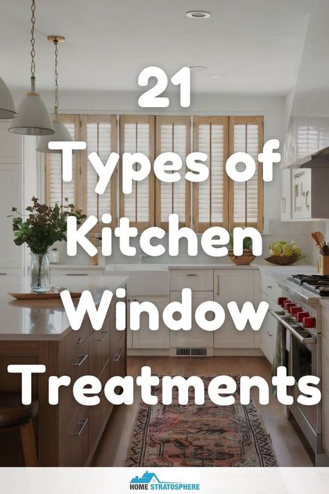 A bright kitchen features a large set of wooden shutter kitchen window treatments above a farmhouse sink, framed by modern white cabinetry and pendant lights. Valance For Kitchen Window Over Sink, Window Treatments Above Kitchen Sink, Ideas For Kitchen Window Over Sink, Window Treatments For Kitchen Windows, Curtain In Kitchen Window, Kitchen Window Ideas Farmhouse, Kitchen With Low Windows, Large Kitchen Window Treatments, Window Treatments Kitchen Sink