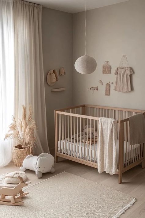 "Elevate your nursery with the simplicity and elegance of Scandinavian design! 🌿🍼 Perfect for creating a cozy, modern, and functional space for your baby. 🌟✨ #ScandiNursery #MinimalistDecor #BabyRoomIdeas" Norwegian Nursery, Nursery Japandi, Swedish Nursery, Nursery Natural Wood, Beige Baby Room, Organic Modern Nursery, Scandinavian Baby Room, Minimalist Baby Room, Neutral Baby Room