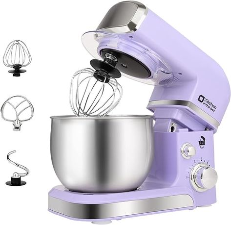 Compact Designed And More Color Options - The stand mixer is less than 7lbs with dimension 12.9*7*10.2 In, small and easy to storage,which could help space-saving. Perfectly suitable for small kitchen,apartment,or limited storage space. And multiple colors to choose,meet a variety of aesthetic needs for your kitchen.
3.2Qt Capacity and Tilt Head Design - Our little kitchen mixer equipped with 3.2Qt stainless steel bowl,suitable for new baker,1-2 members family or couples. Best Kitchen Appliances, Food Mixer, Kitchen Appliance Accessories, Small Apartment Kitchen, Purple Kitchen, Electric Foods, Stainless Steel Bowl, Kitchen Mixer, Little Kitchen