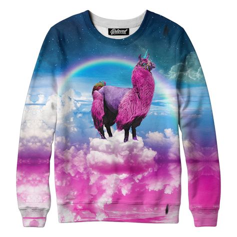 Llamacorn Sweatshirt | Beloved Shirts Ugly Clothes, Ugly Outfits, Edm Outfits, Funny Sweaters, Weird Shirts, Comfy Sweatshirt, Rave Wear, Girl Sweatshirts, Graphic Image