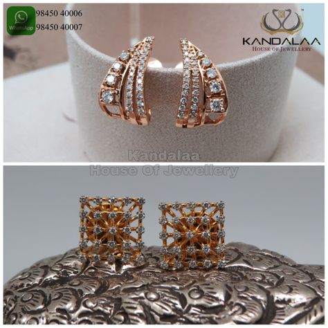 Bali Earing Design Diamond, Diamond Earrings Daily Wear, Daily Wear Diamond Earrings Indian, Diamond Earrings Indian Daily Wear, Diamond Bali Design, Daily Wear Diamond Earrings, Decent Jewellery, Kandalaa Jewellery, Diamond Bali