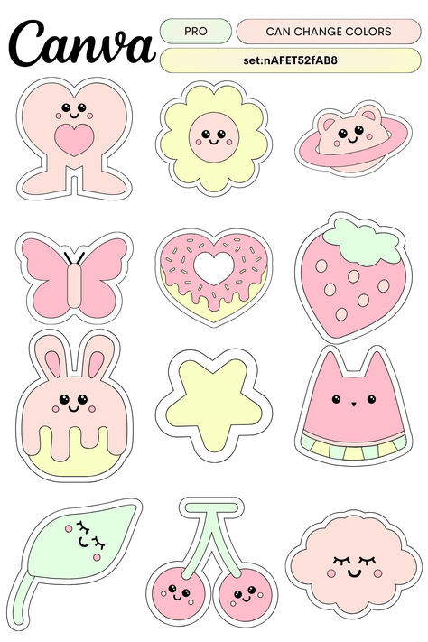 Canva Stickers, Keyword Elements Canva, Canva Elements Keyword, Element Symbols, Canva Elements, Pink Pastel, Mind Map, Border Design, Cute Pink