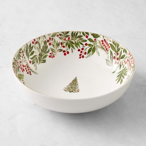 Tabletop Platters Salad & Serve Bowls All Christmas | Williams Sonoma Christmas Bowl, William Sonoma, Christmas Dinnerware, Paint Your Own Pottery, Christmas Plates, Pottery Barn Teen, Williams Sonoma, Pottery Painting, Porcelain Painting