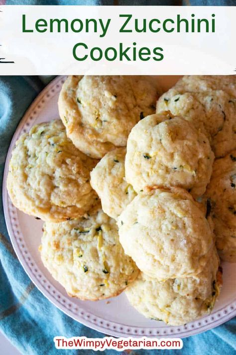 These lemony zucchini cookies bake up like tender little cake bites similar to English tea cakes. They have a big burst of lemon with a subtle zucchini flavor. Zucchini Cookies Recipes, English Tea Cakes, Zucchini Cookie Recipes, Zucchini Chocolate Chip Cookies, Vegetarian Appetizers Easy, Garden Zucchini, Zucchini Cookies, Lemon Zucchini, Meatless Recipes