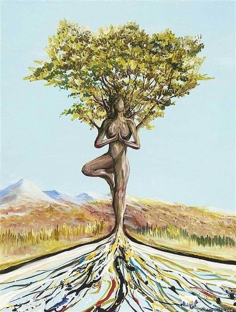 Yoga Kunst, Boom Kunst, Mother Earth Art, Tree Pose, Spiritual Artwork, Earth Art, Yoga Art, Goddess Art, Art And Illustration