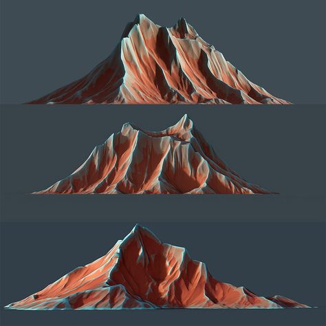 Stylized Mountains, Stylized Background, Substance Painter, Zbrush, Low Poly, Painter, Art Design, Art